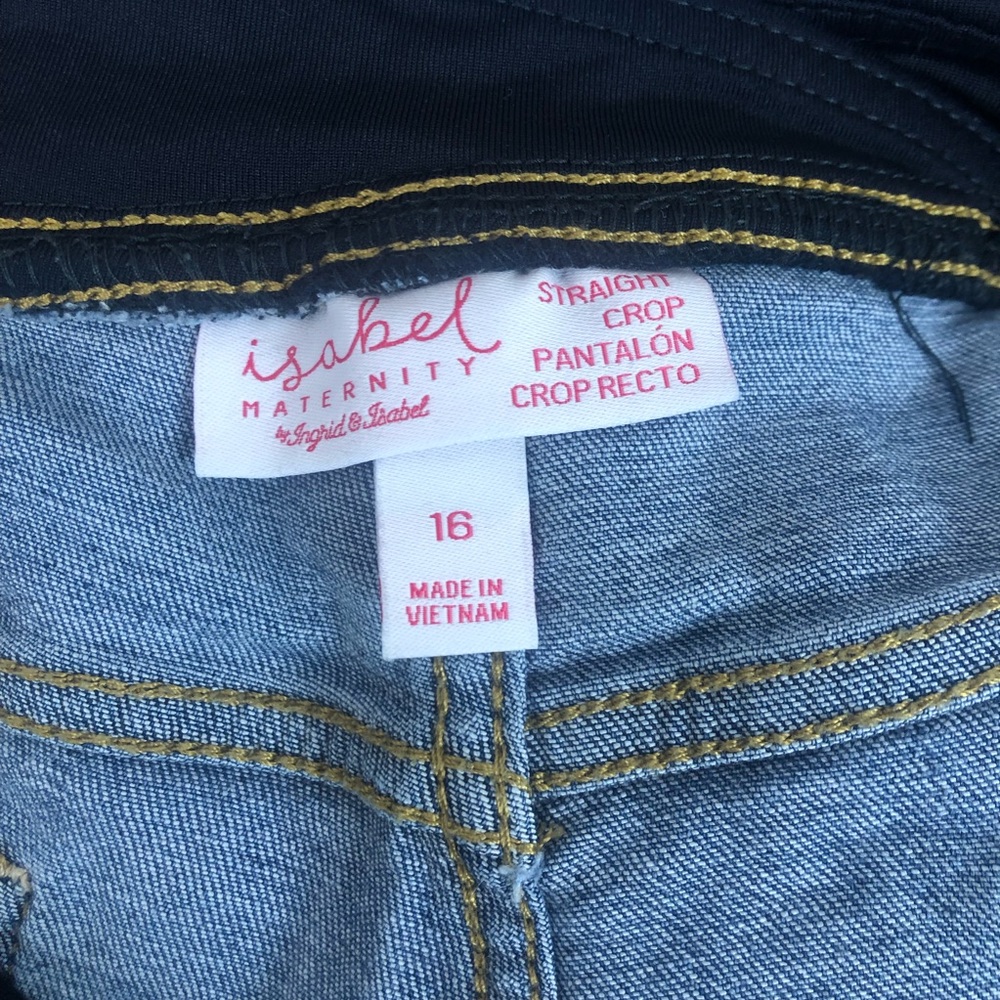 Isabel Maternity Distressed Straight Crop Jeans with Frayed Hem SZ 16 - Picture 8 of 11